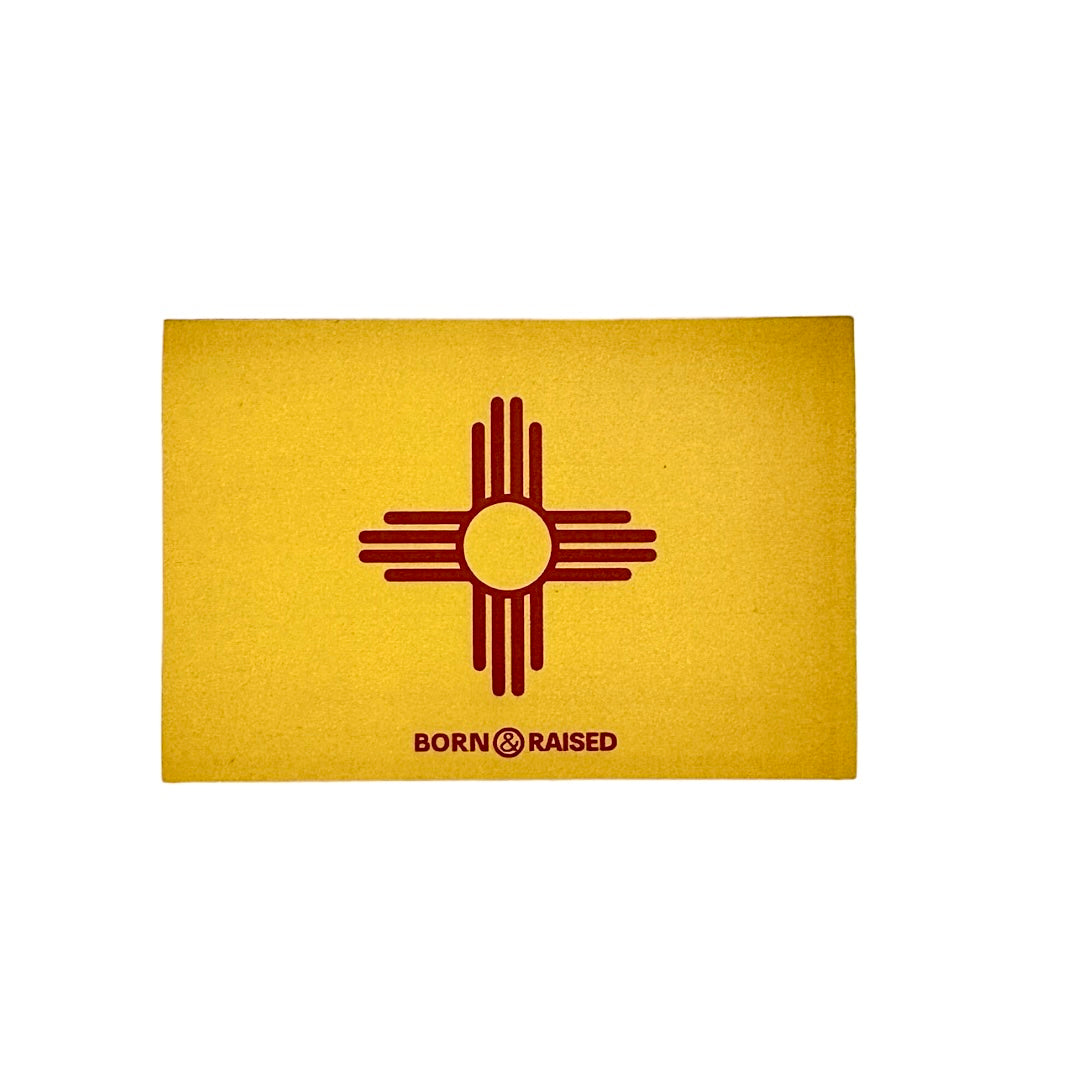 Born & Raised Flag Sticker Yellow and Red