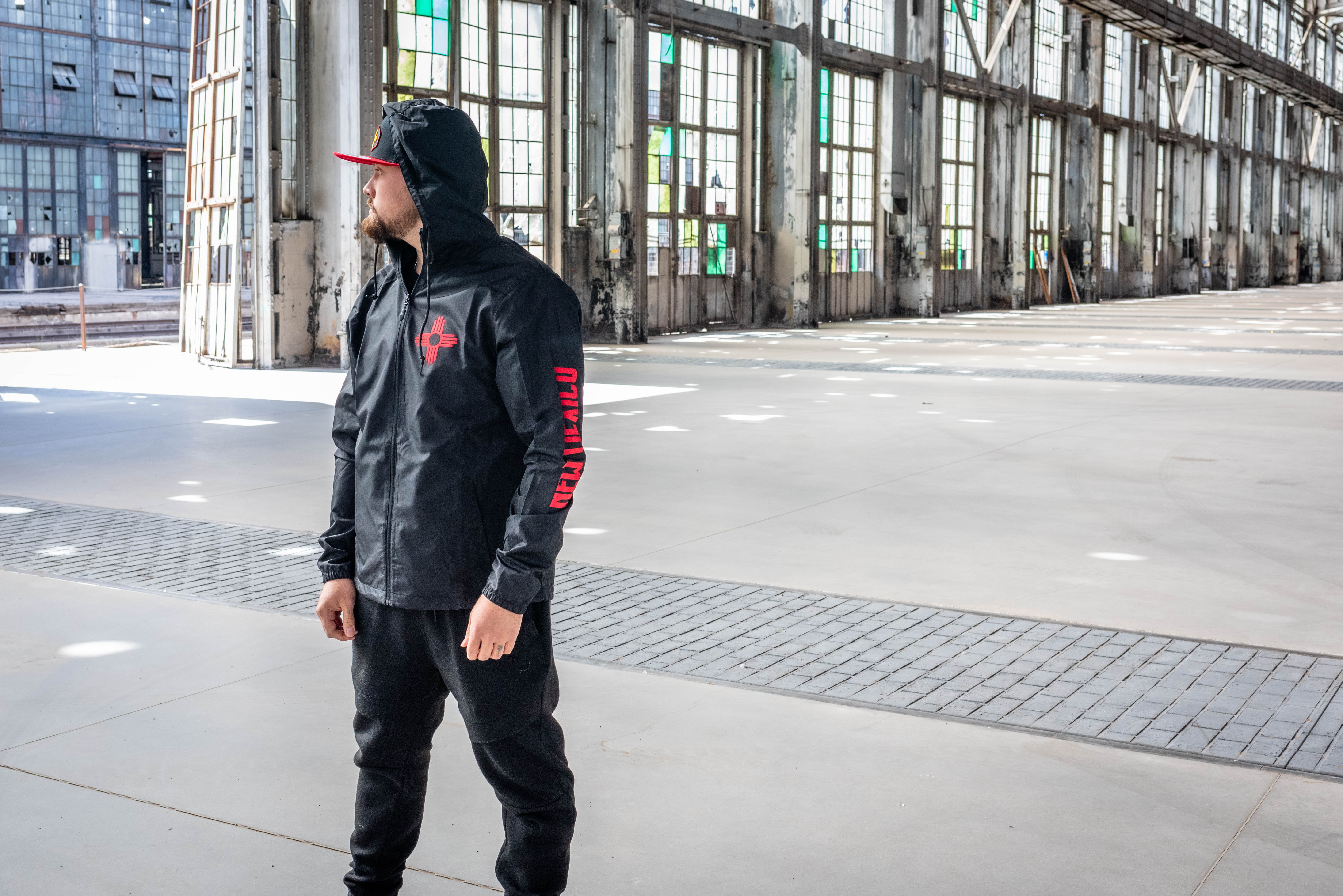 Red on Black Water Resistant Windbreaker