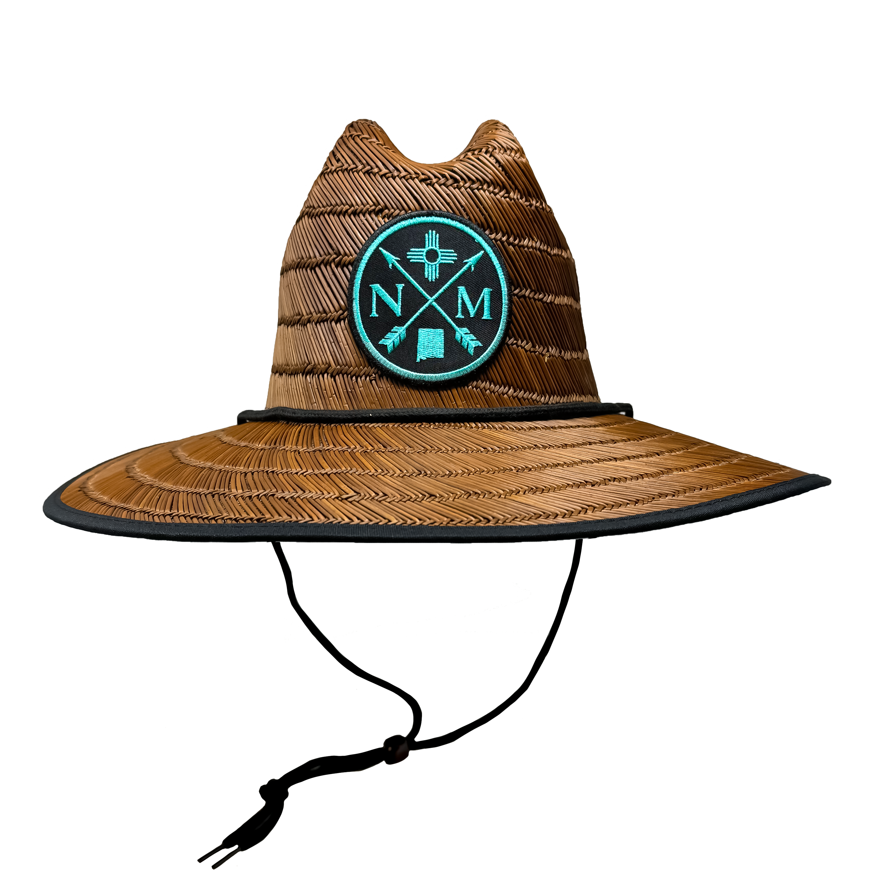 New Mexico Crossed Arrow Straw Hat- Turquoise