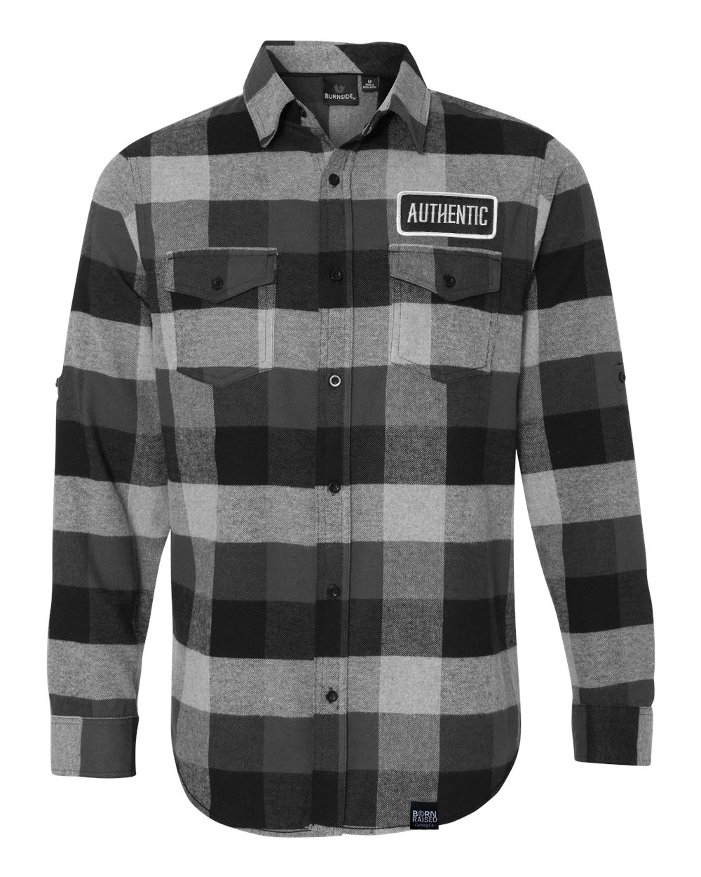 Black/ Grey Unisex Long Sleeve Flannel