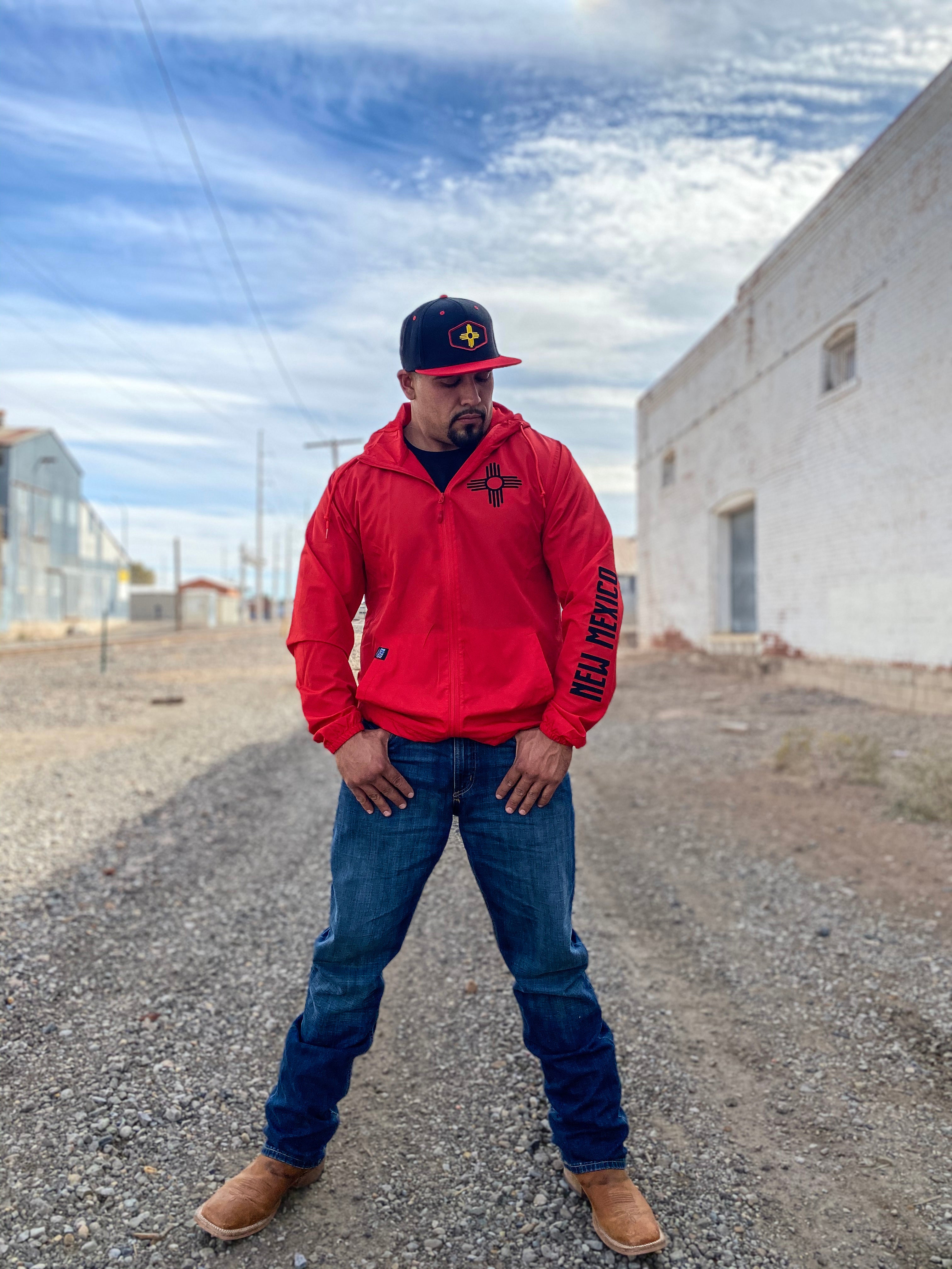 Red New Mexico Born & Raised -Water Resistant Lightweight Windbreaker
