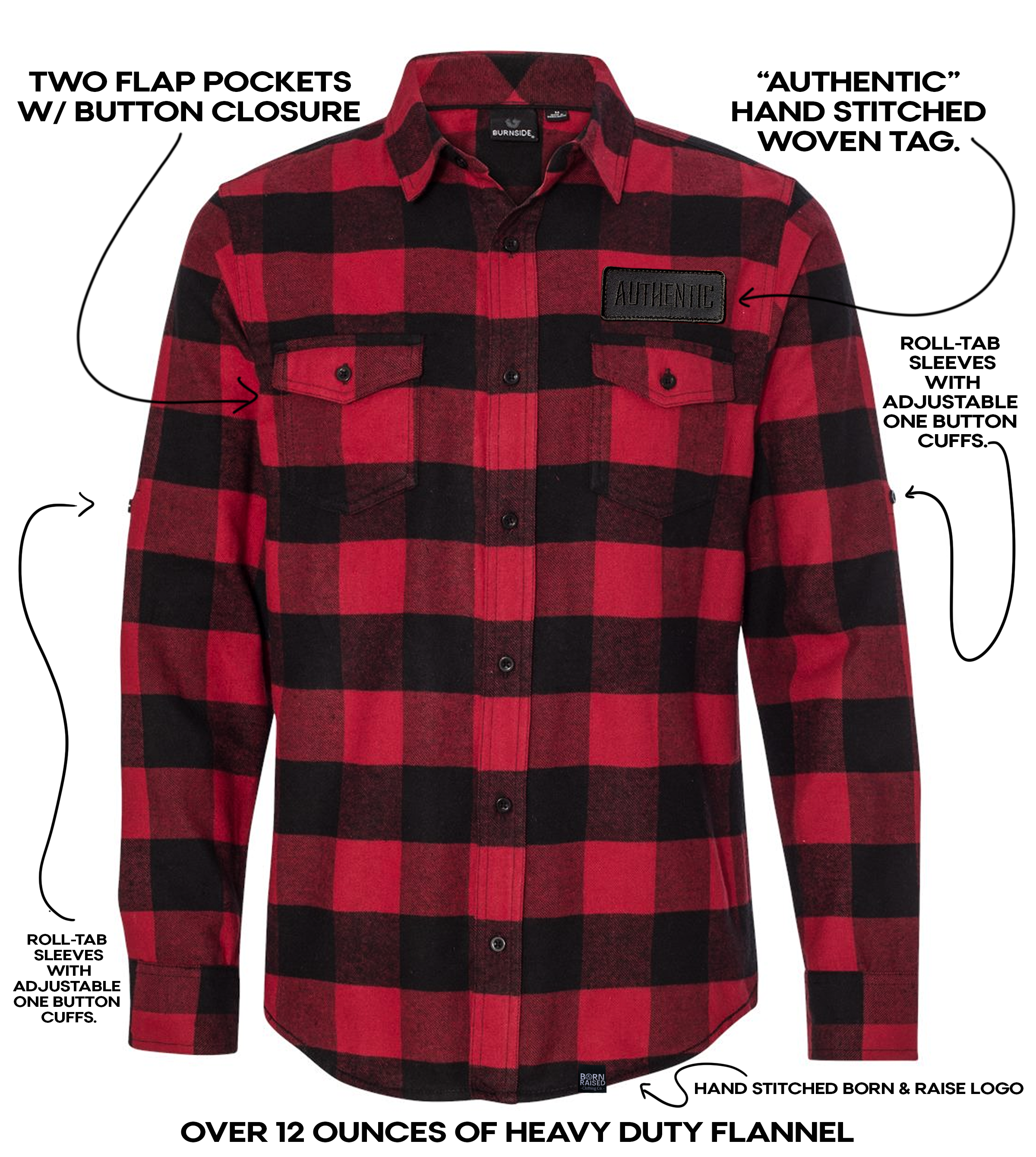 Red/Black Unisex Long Sleeve Flannel